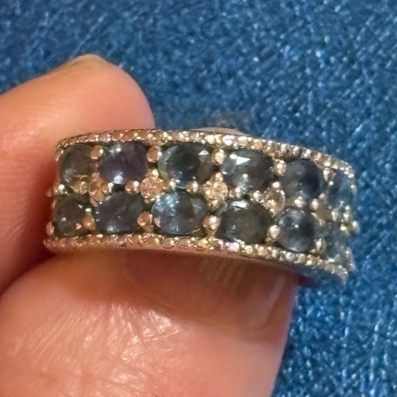 Kanchanaburi Blue Sapphire Zircon Ring in Platinum Over Sterling Silver 3.50 ctw - Picture 7 of 11